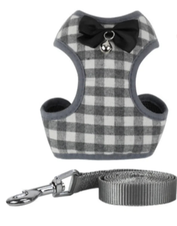 Hundeleine mit kariertem Bowtie-Hasen für Haustiere