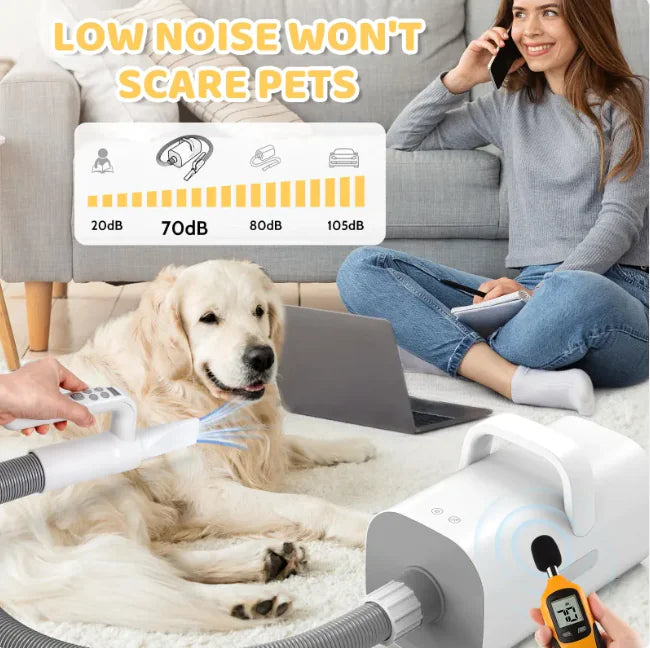 4-in-1 Smart Handle Pet Hair Dryer with Negative Ion, Adjustable Speed & Temp, for Dogs & Cats