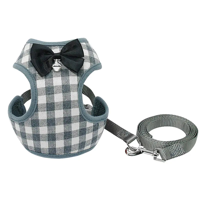 Hundeleine mit kariertem Bowtie-Hasen für Haustiere