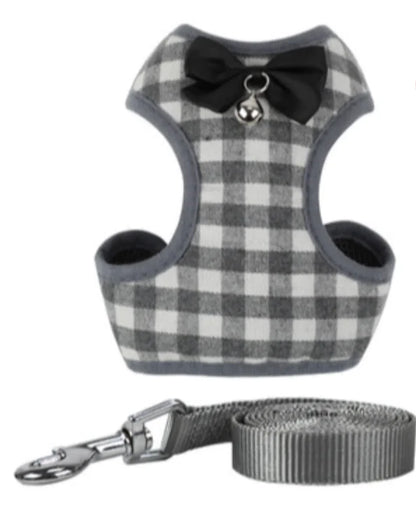 Hundeleine mit kariertem Bowtie-Hasen für Haustiere