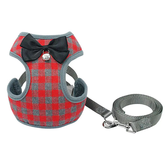 Hundeleine mit kariertem Bowtie-Hasen für Haustiere